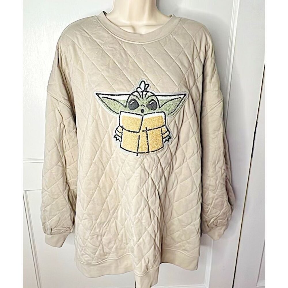 Disney Parks Star Wars Grogu (Baby Yoda) Quilted Sweatshirt Plus Size 3 Nwt